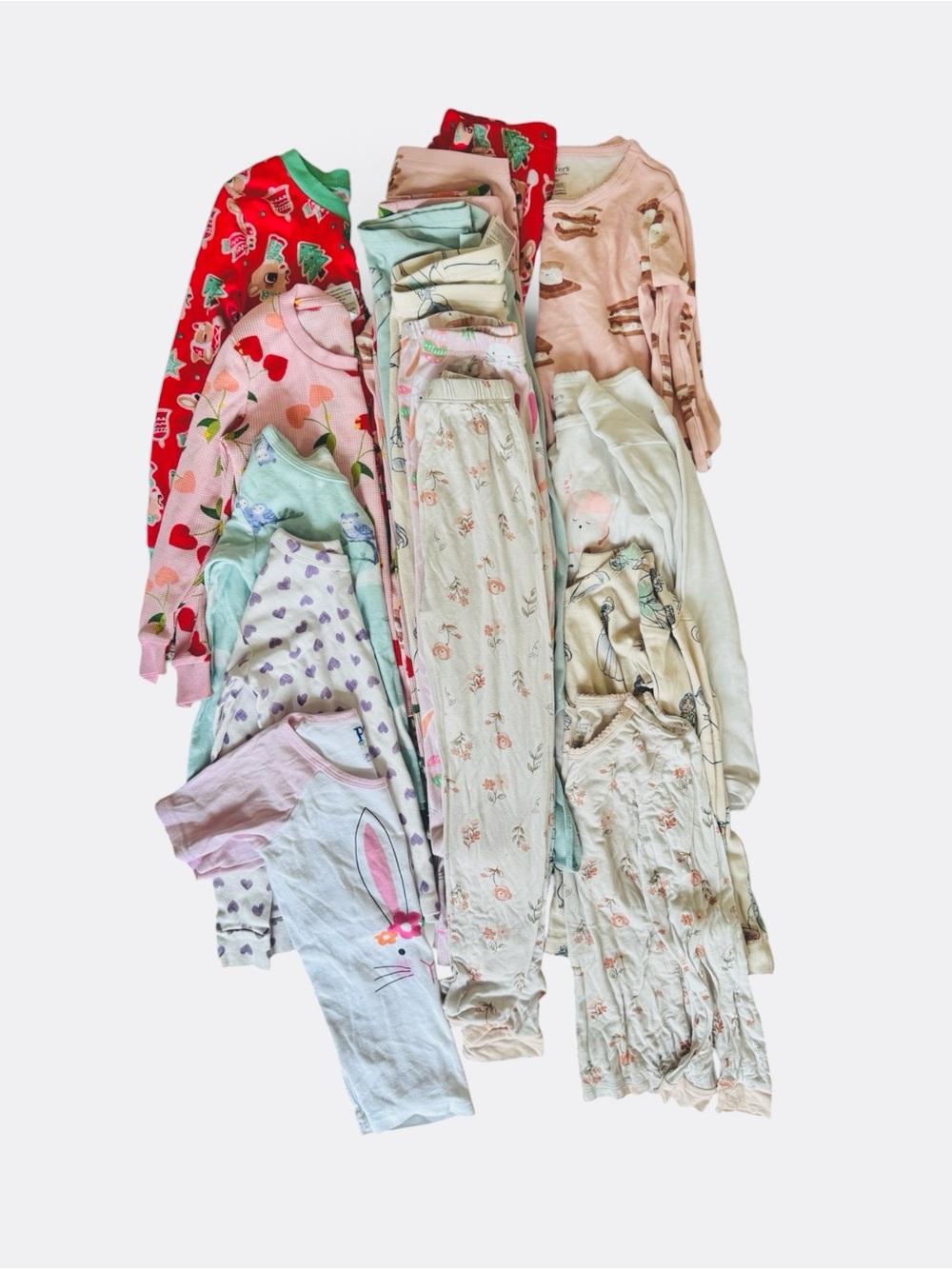 Girls 5T Mixed Pastel Sleepwear PJ Pants Set - Floral & Character Prints bundle
